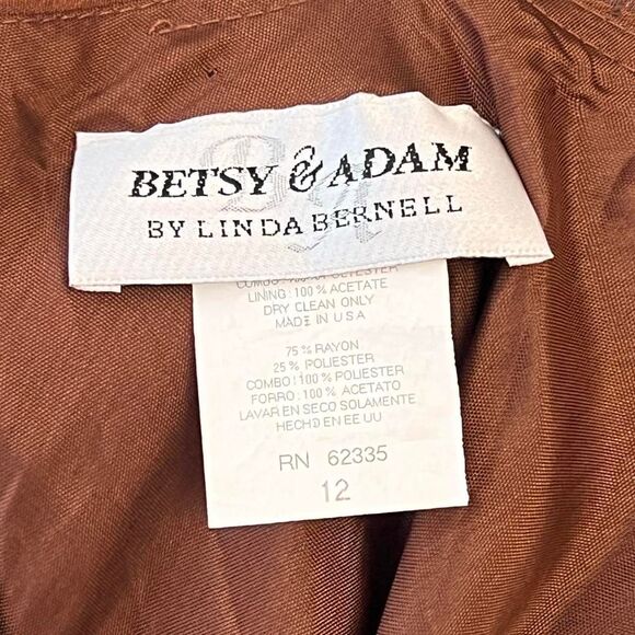 Betsy & Adam Women's Chocolate Brown Satin Gown – Size 12 - Picture 4 of 4